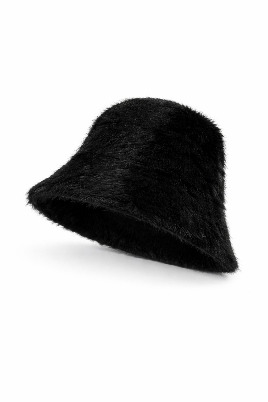 CLOCHE FAKE FUR, 100%PC, MADE IN PRC          - BLACK